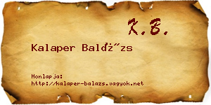 Kalaper Balázs névjegykártya